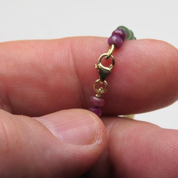 14k Gold Sapphire Ruby Emerald Necklace - Picture 3 of 6